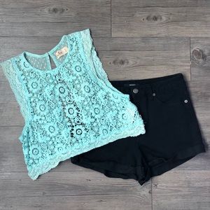 Hollister Lace Sheer Crochet Crop Top size small